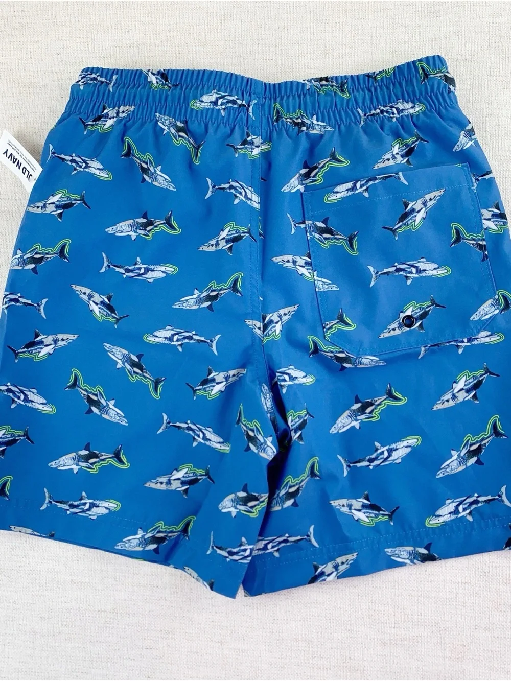 Old Navy New Boy's shark swim trunks in blue size XL